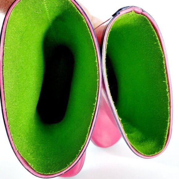 Hartstrings Little Girls Size 3 Pink & Blue Heart Accent Slip-on Water Boots - Picture 4 of 11